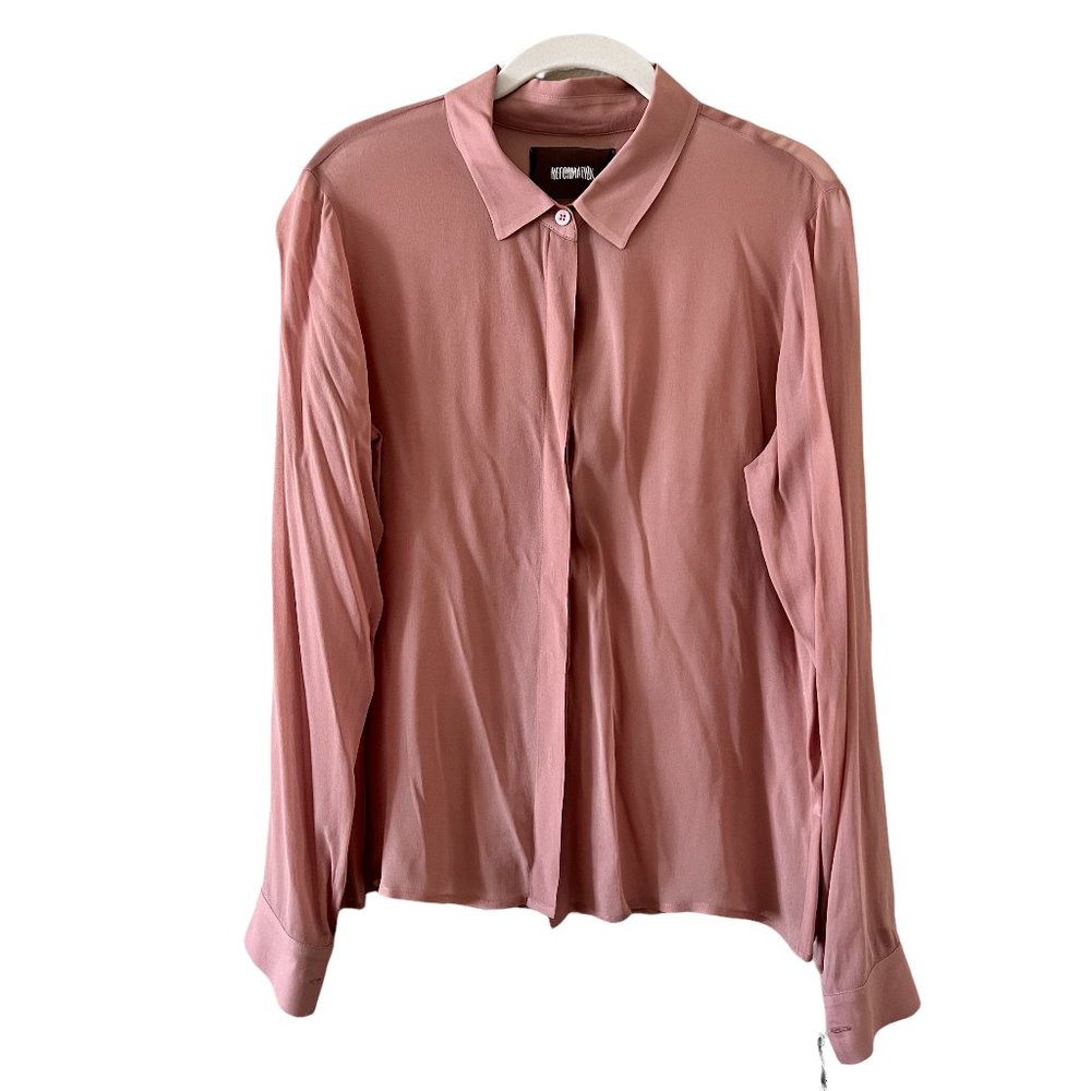 REFORMATION Pink Sheer Blouse Size M